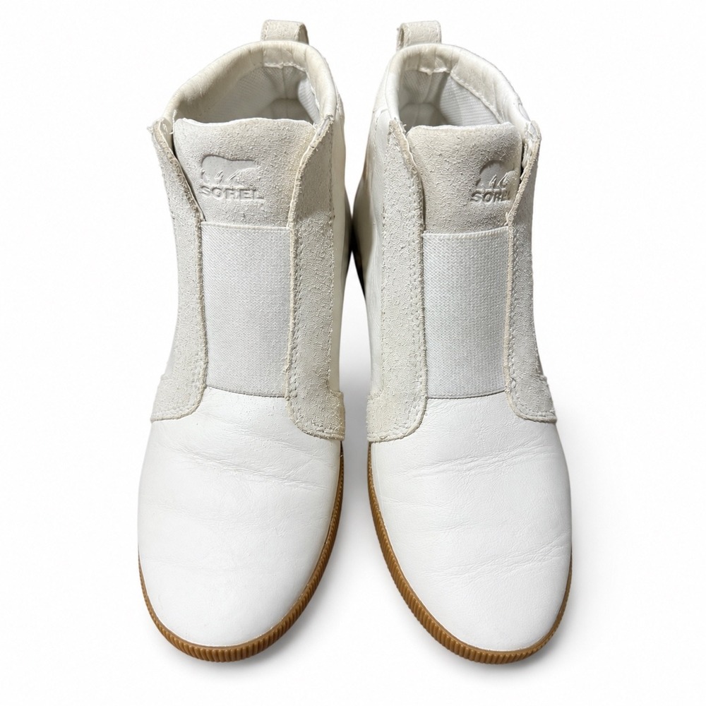 Sorel Womens Evie Sport Wedge High Top Sneakers White Leather 1977371-125 10